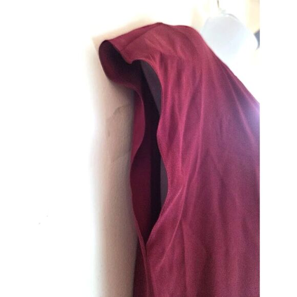 Ramy Brook "Marci" Dark Wine Red Silk Side Drape Satin Dresss size Medium - Picture 3 of 9